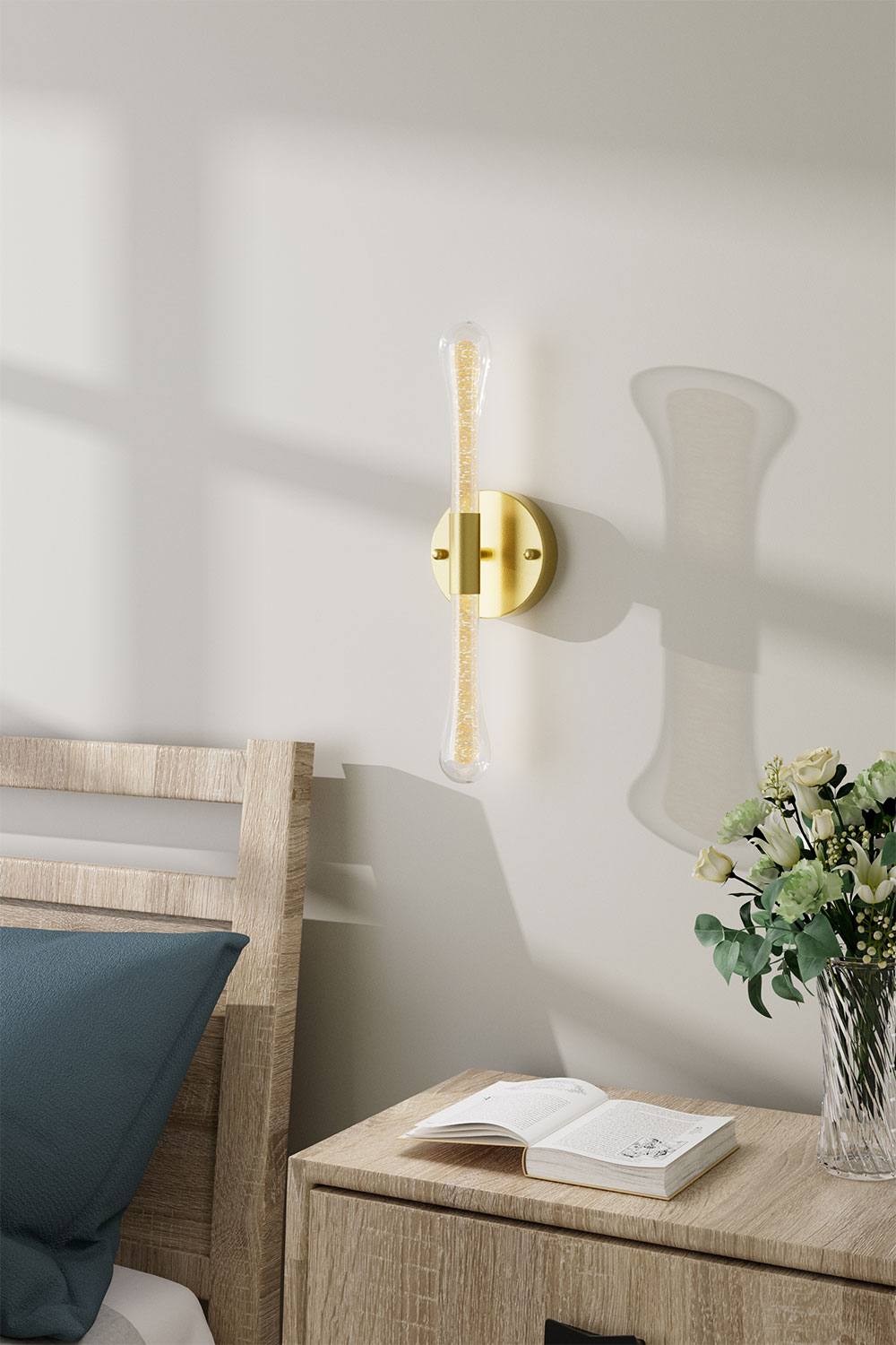 Living And Home Led Crystal Wall Sconce Light In Gold