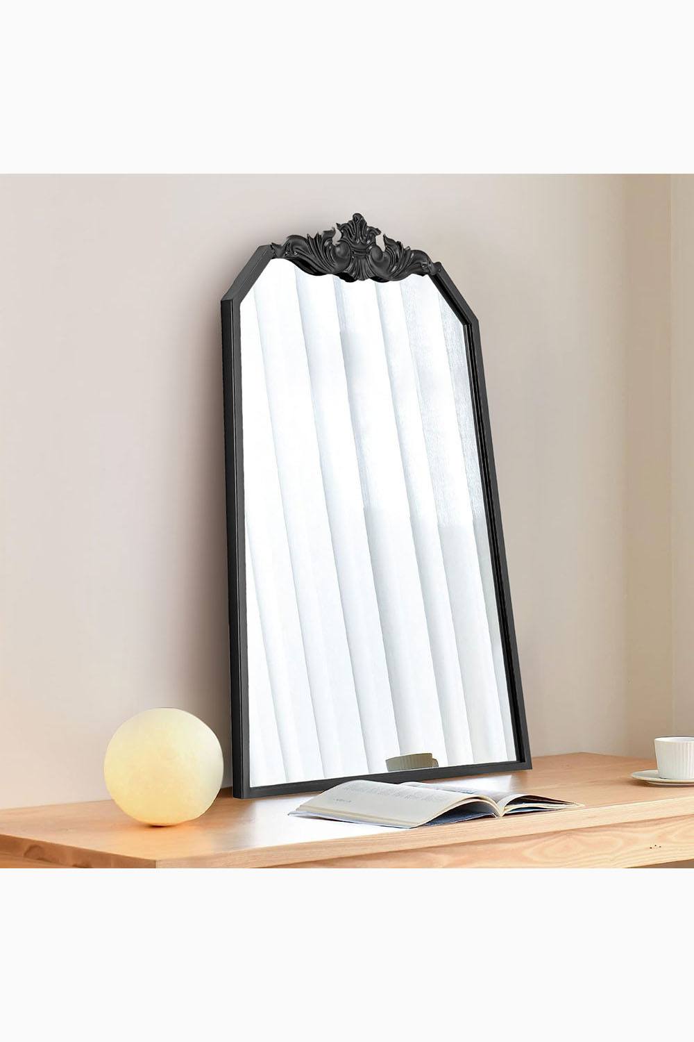 Living And Home Cm W X Cm H Black Wave Carved Metal Framed Decorative Wall Mirror Makeup Mirror