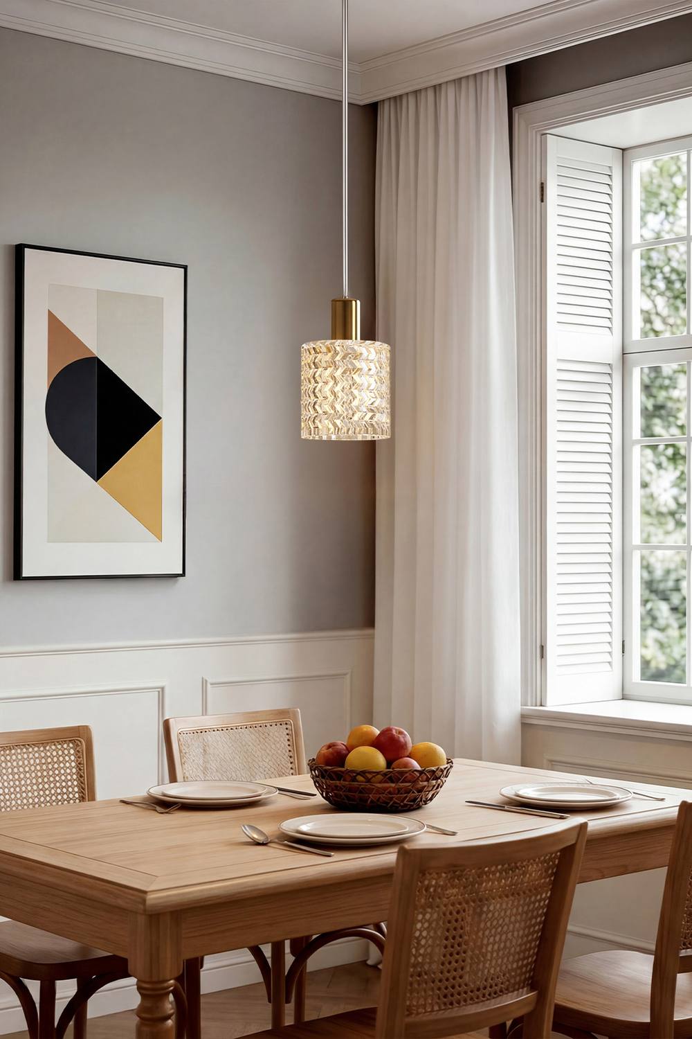Living And Home Iron Pendant Light With Glass Shade In Gold