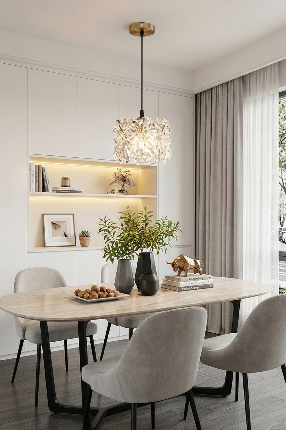 Living And Home Iron Pendant Light With Glass Shade In Clear