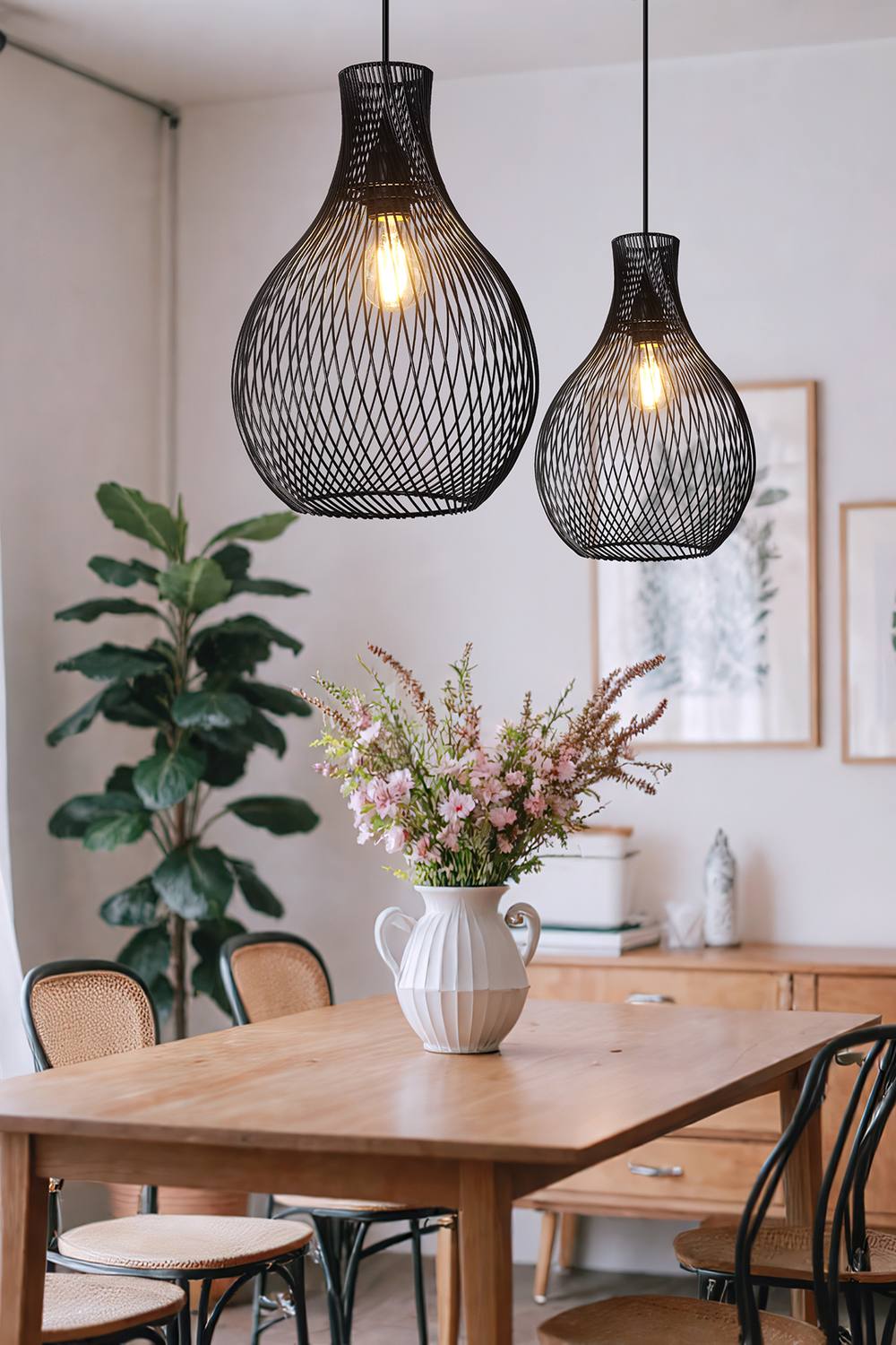 Living And Home Modern Black Iron Pendant Light Industrial Geometric Design