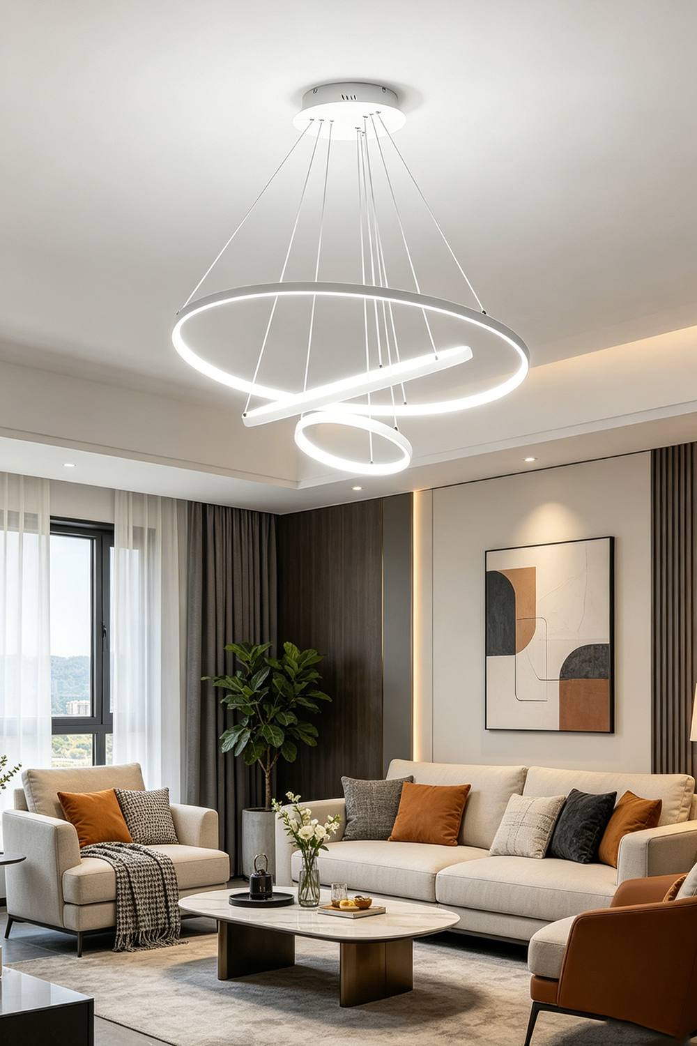 Living And Home Modern Tiered Led Ceiling Hanging Pendant Light Cool White