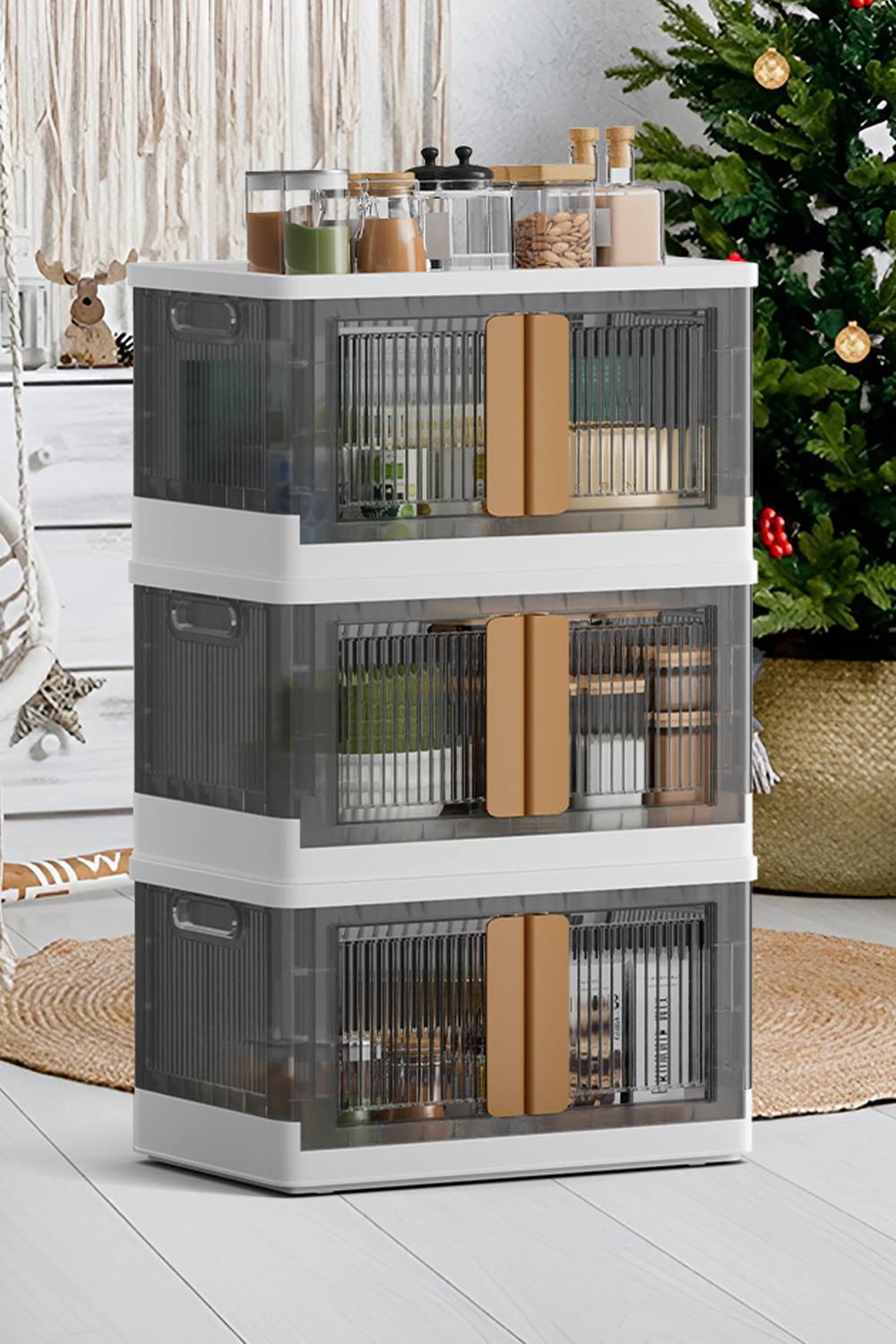 Living And Home Stackable Foldable -Tier Storage Box Wardrobe ** Cm In White