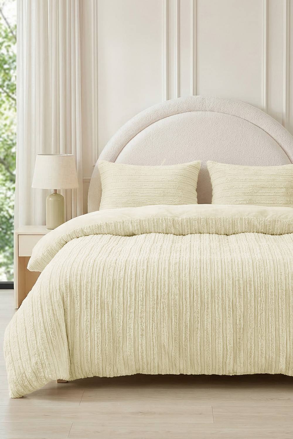 Living And Home Cozy Ultra Soft Textured Duvet Cover Set In Beige