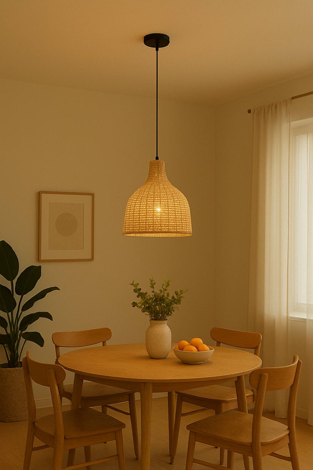 Living And Home Rattan-Woven Pendant Light In Natural