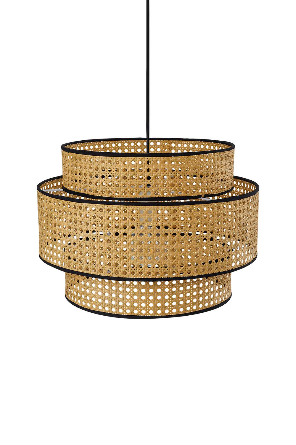 Living And Home Layered Rattan Tiered Pendant Light In Natural