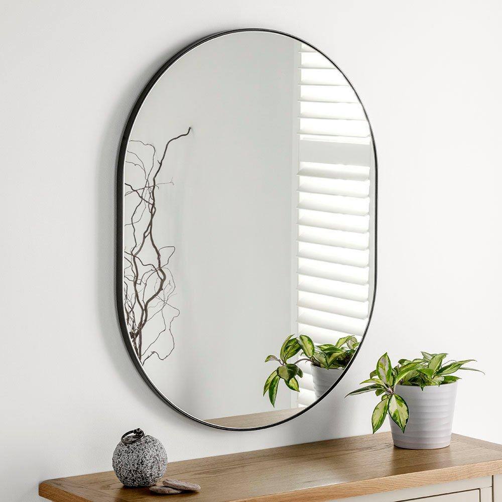 Yearn Mirrors Minimal Oval Mirror Black H X CmW