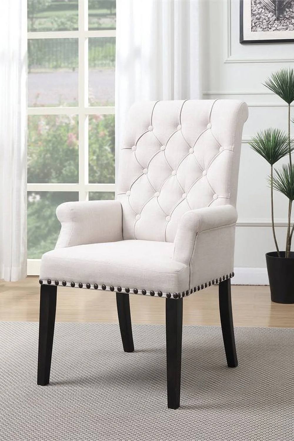 Living And Home Modern Upholstered Dining Chair Dressing Chair In White