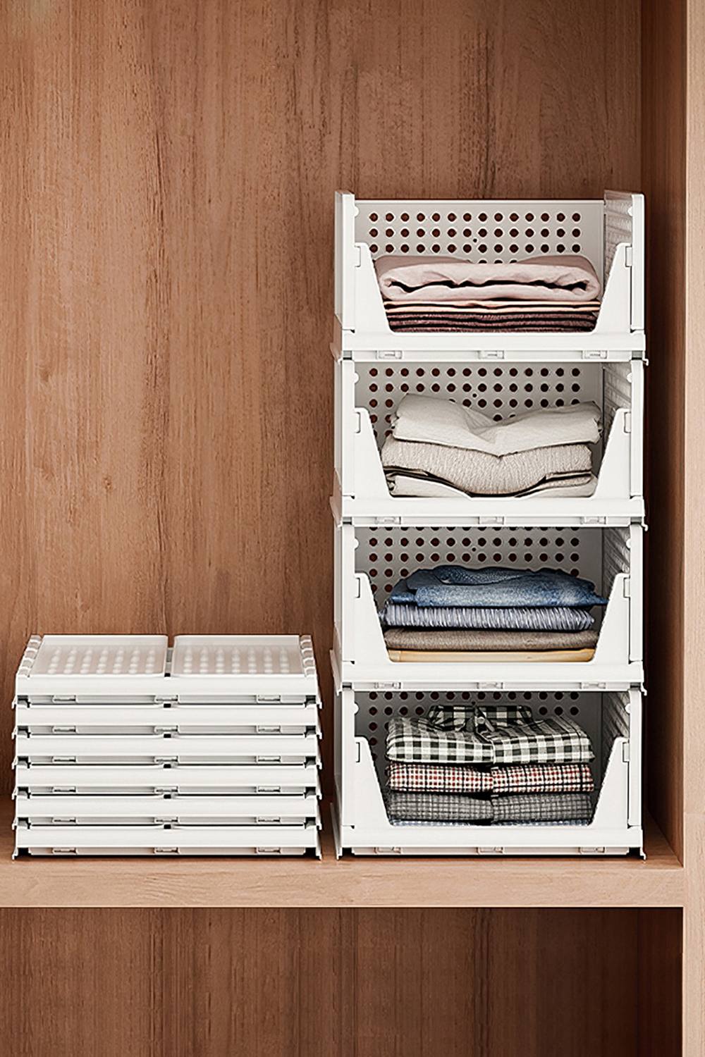 Living And Home Pcs Stackable Pp Pull-Out Wardrobe Organiser Drawers In White