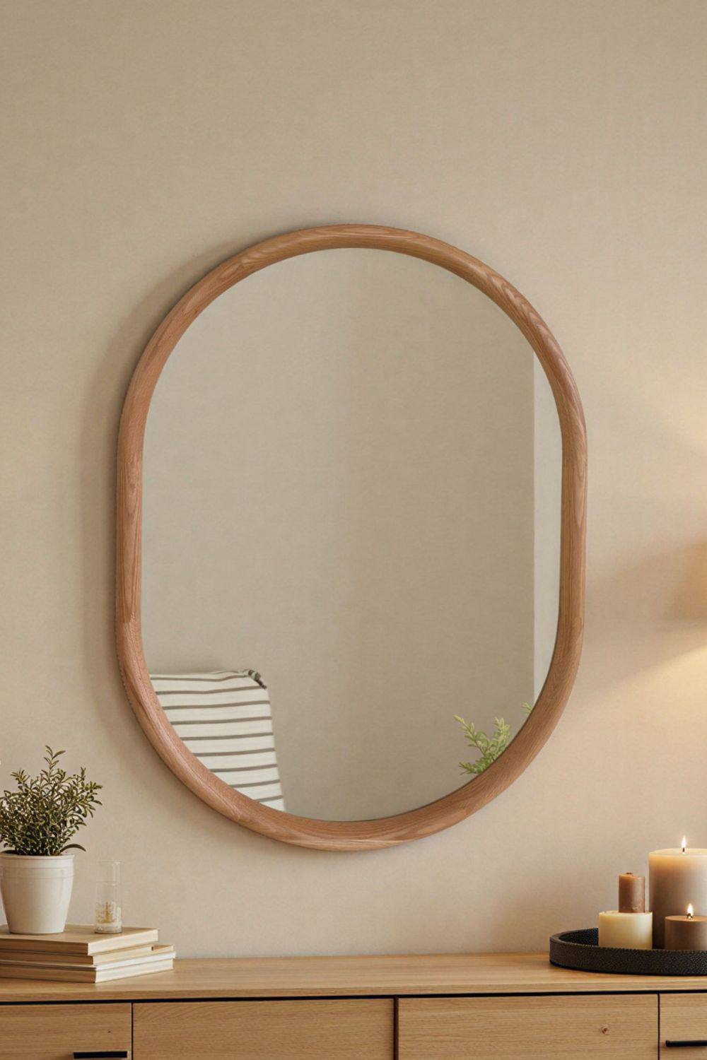 Yearn Mirrors Quebec Solid Oak Oval Wall Mirror In Light Oak