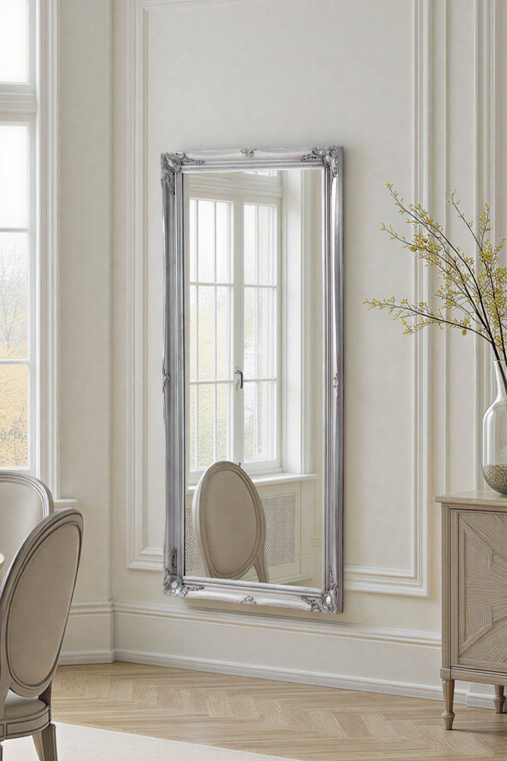 Yearn Mirrors French Style Carved Full Length Mirror Silver XCm