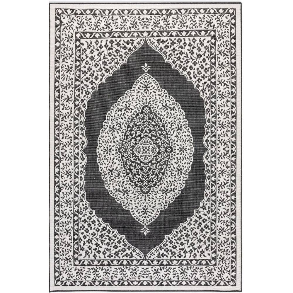 The Rugs Gemini Reversible Indoor & Outdoor Rug Polypropylene Medallion Rug In Black