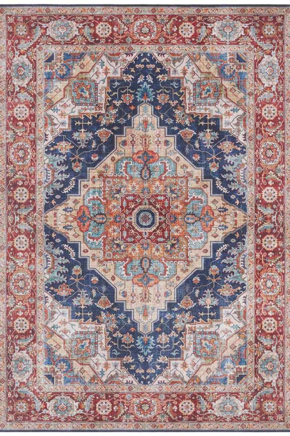 The Rugs Oriental Sylla Rug Polyester Vintage Flatweave - Soft Durable Floral