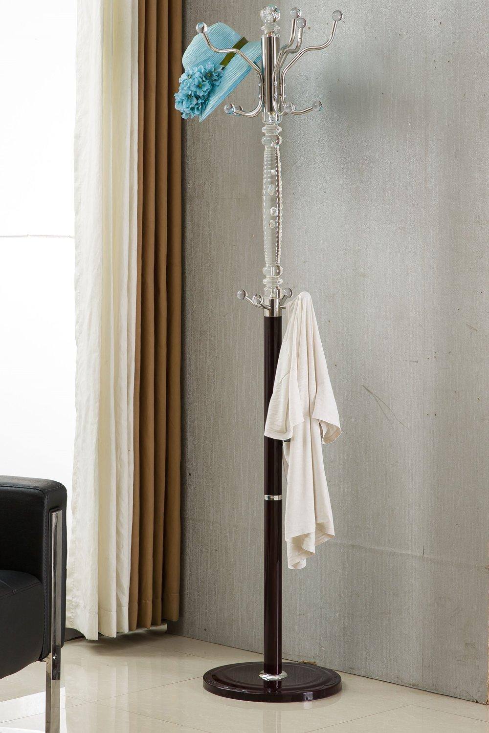 Modernique Sheer Metal And Transparent Tube Cm High Coat Rack With Heavy Sturdy Cm Base. In Brown