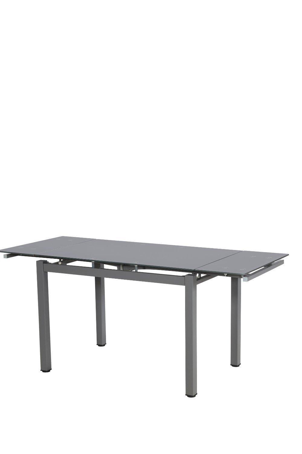 Modernique Tempered Glass Extending Large Dining Table Cm To Cm In Grey
