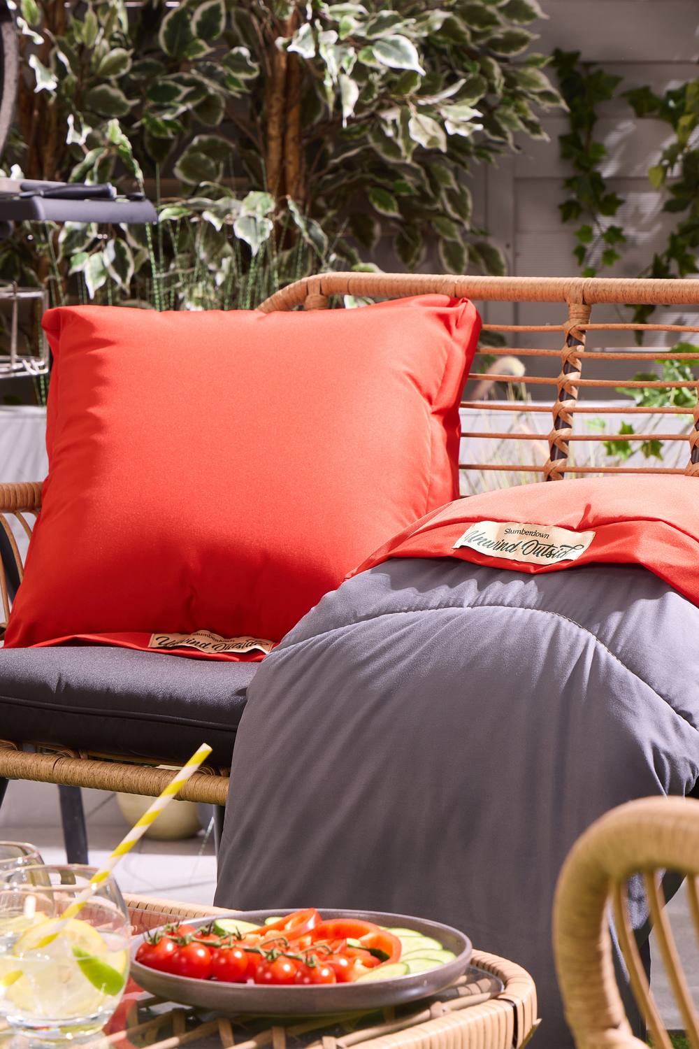 Slumberdown Unwind Outside Outdoor In Blanket Cushion In Burnt Orange