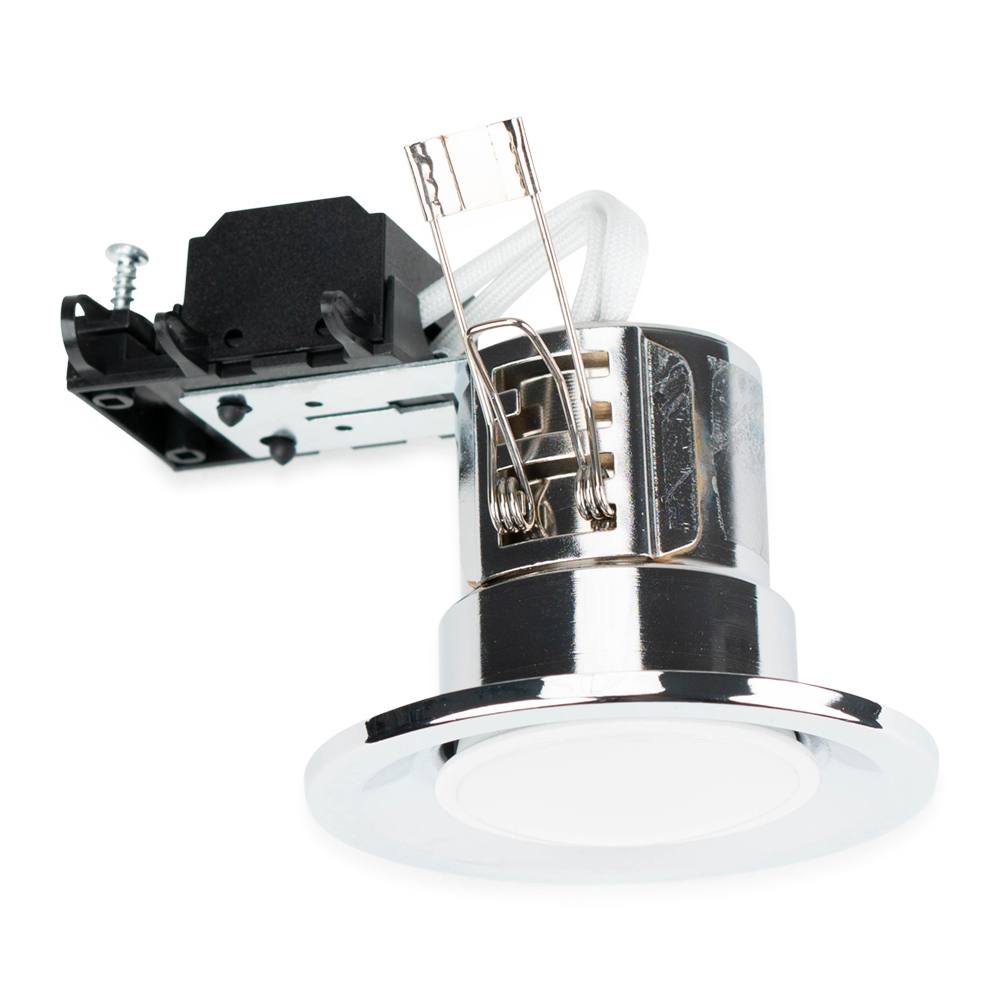 Valuelights Downlight Fire Rated Ceiling Light Fitting Pack With Warm White Bulbs In Metallic Silver