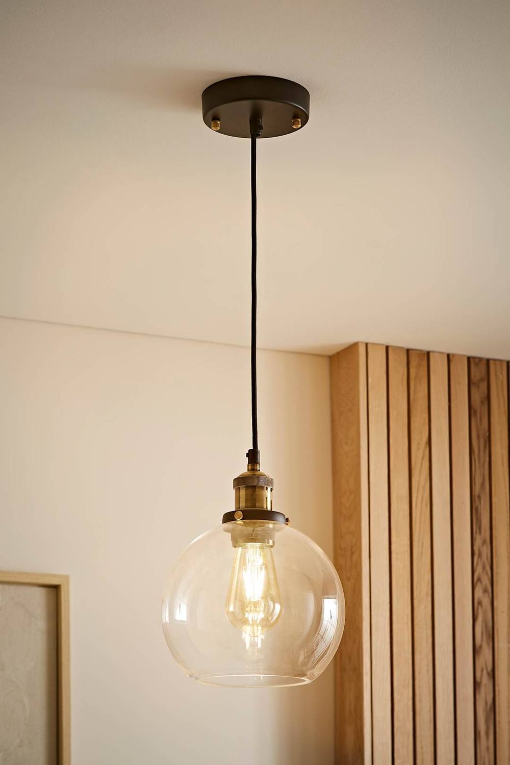 Valuelights Sheridan Industrial Glass Bowl Gold Trim Black Ceiling Pendant Light