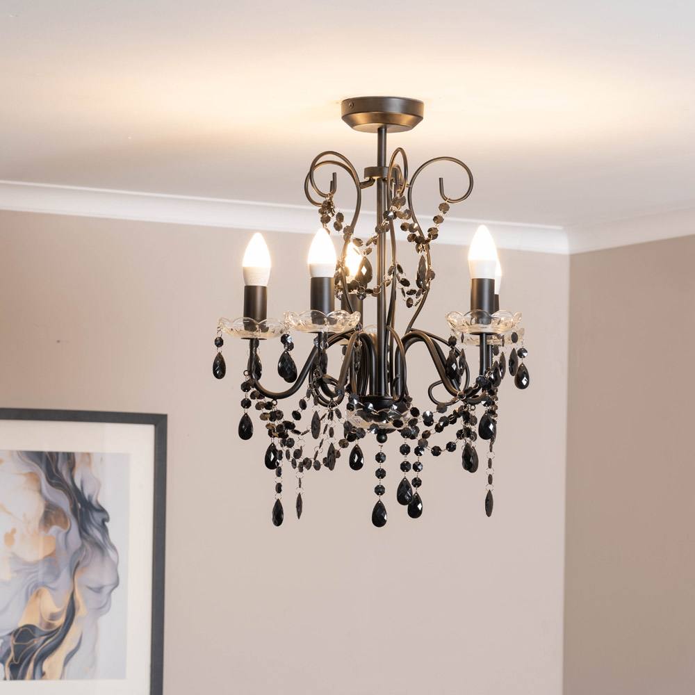 Valuelights Viscount Way Black Jewel Chandelier Ceiling Pendant Light