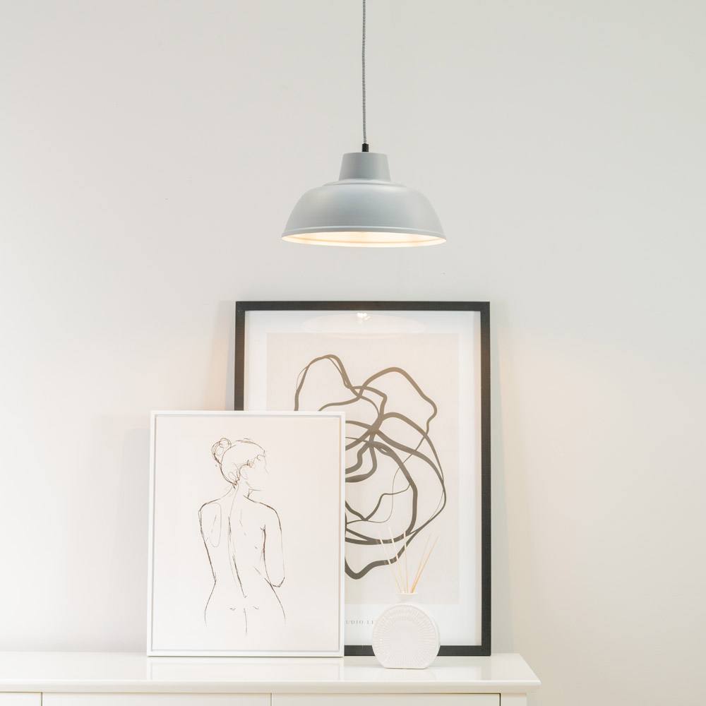 Valuelights Morris Metal Drop Hanging Pendant Ceiling Light In Grey