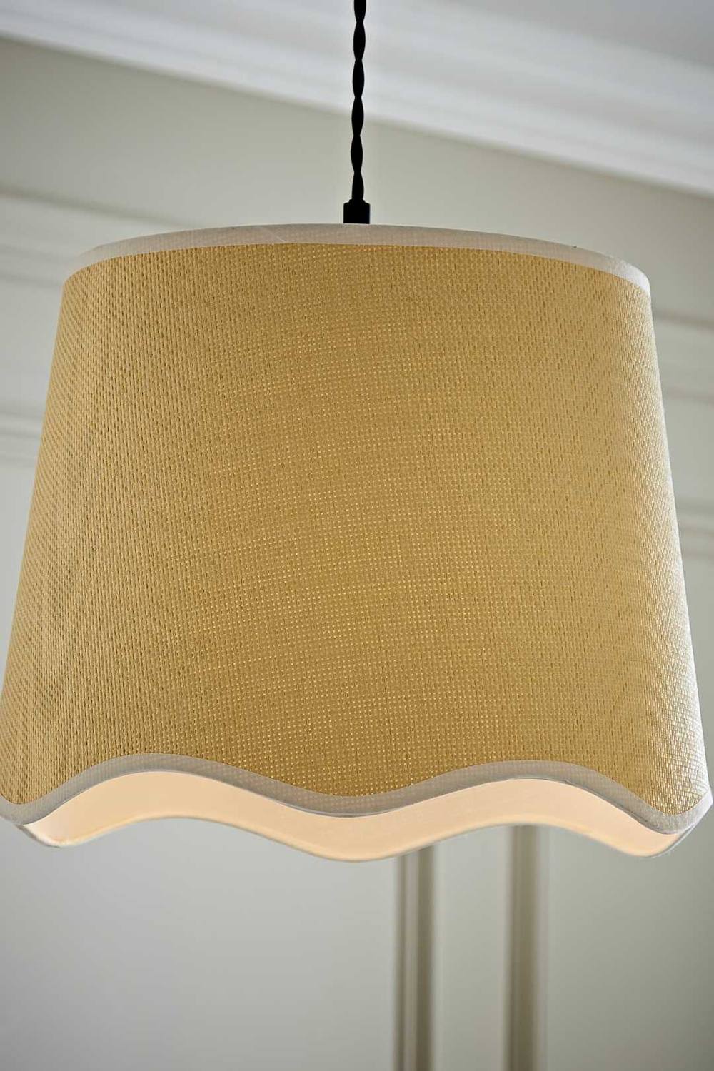 Valuelights Dutton Natural Fabric Scallop Edge Ceiling Floor Table Large Lamp Shade In White