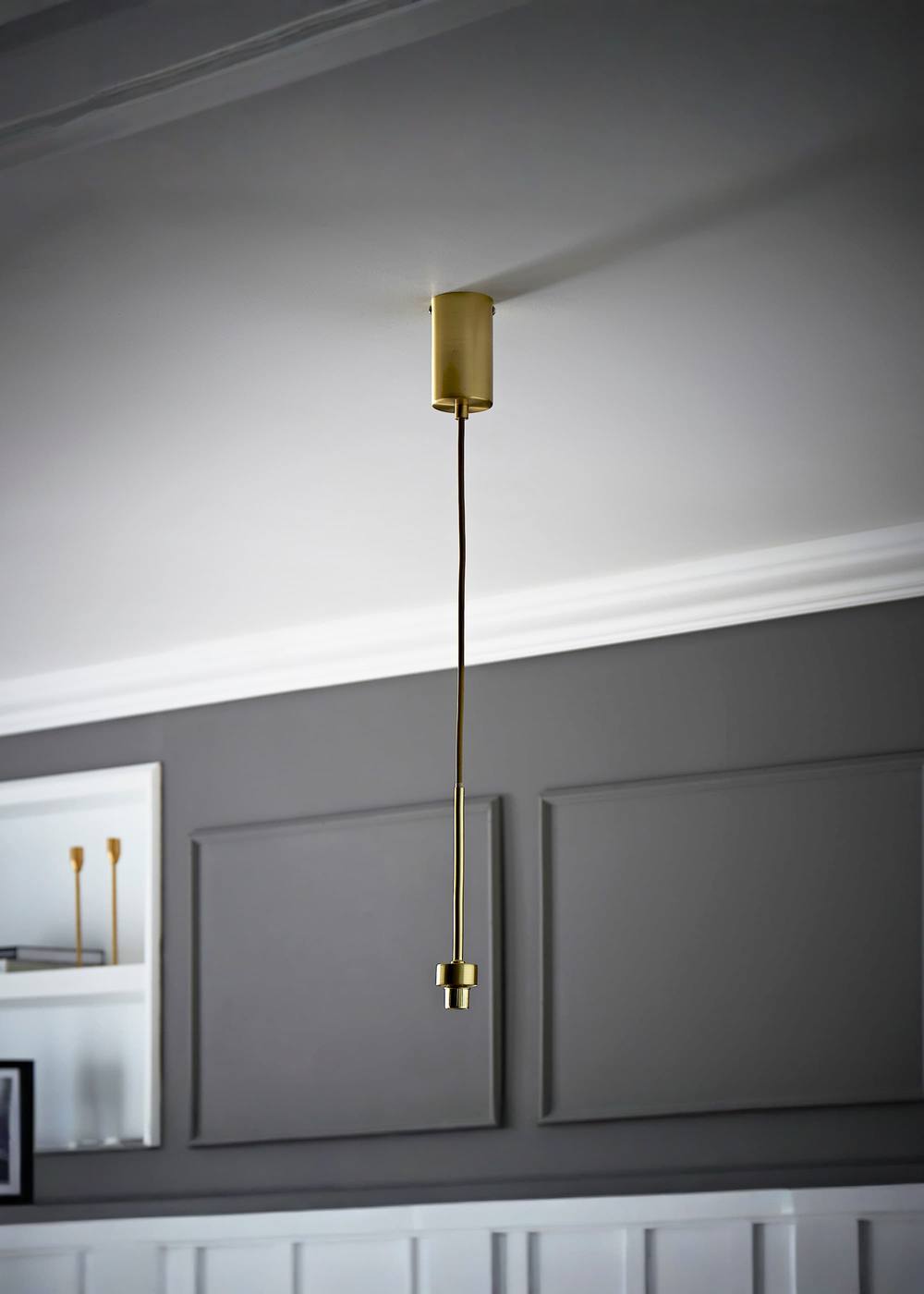 Valuelights Fiona Brushed Gold Thread Detail Adjustable Single Pendant Ceiling Light