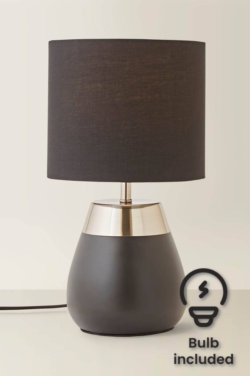 Valuelights Hurst Bulbous Touch Table Lamp With Matching Drum Lamp Shade In Black