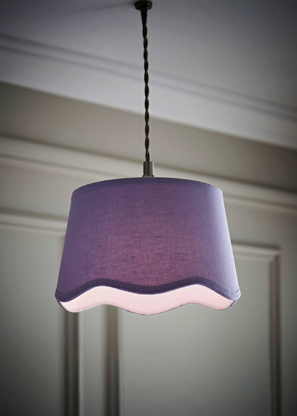 Valuelights Mabel Linen Small Cm Scallop Edge With Trim Ceiling Light Lamp Shade In Lilac