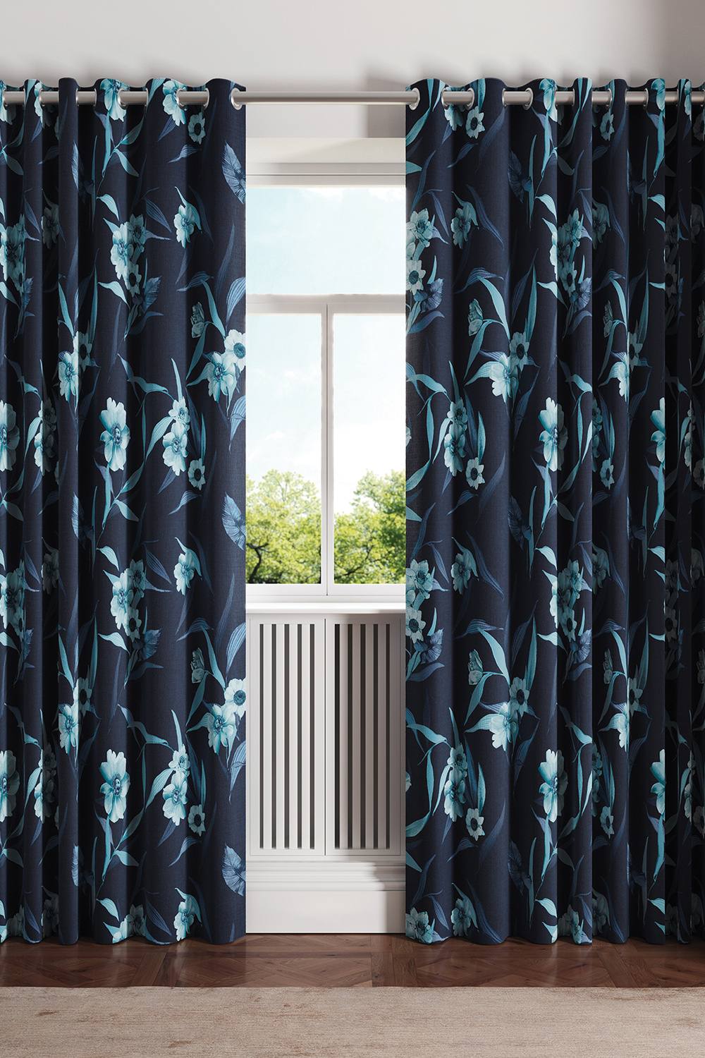 Ted Baker 'cabana' Cotton Lined Curtains In Navy