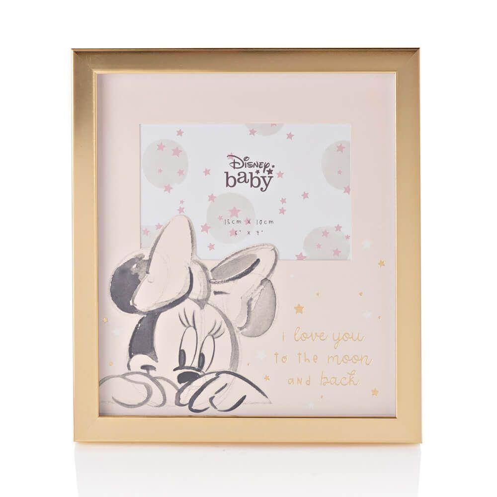 Disney Minnie I Love You To The Moon And Back Photo Frame New Baby Gift In Pink