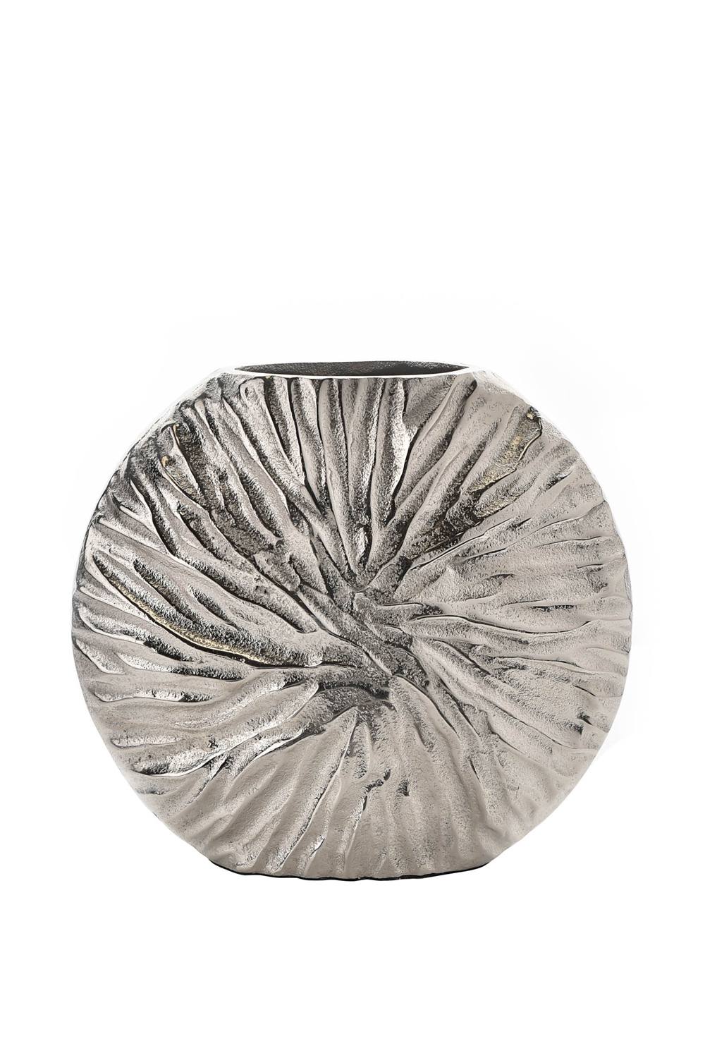 Hestia Silver Metal Textured Round Vase XCm