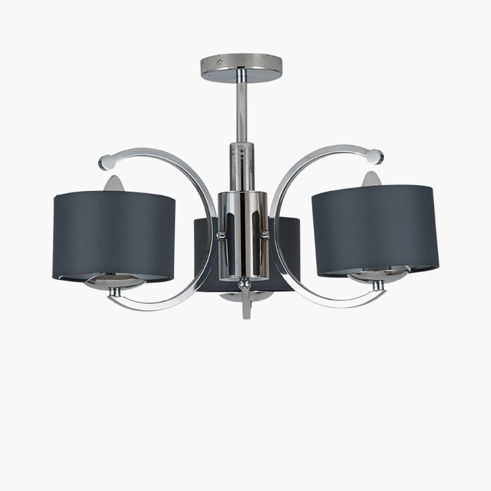 Ruma Arm Multi Flush Bedroom Ceiling Light Elegant Pendant Lamp In Dark Grey