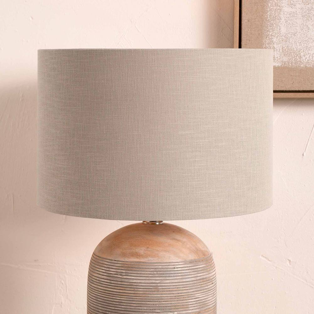 Ruma Soft Grey Self Lined Linen Drum Lamp Shade For Table Lamps And Floor Lamps