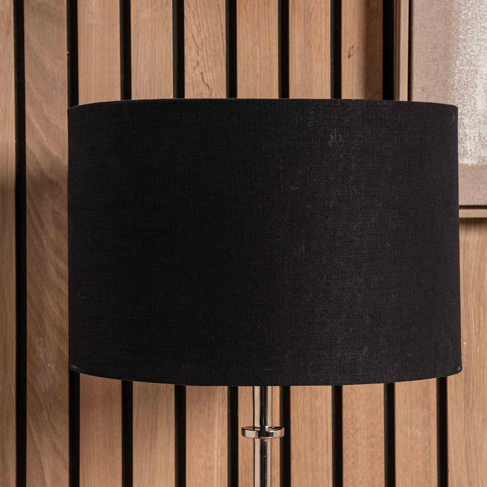 Ruma Black Self Lined Linen Drum Lamp Shade For Table Lamps And Floor Lamps