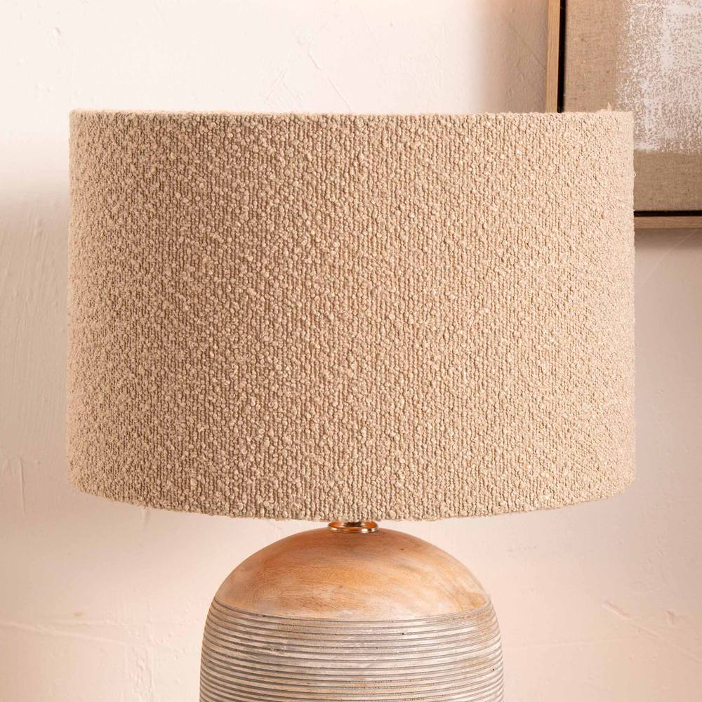 Ruma Taupe Boucle Cylinder Lamp Shade For Table Lamps In Beige