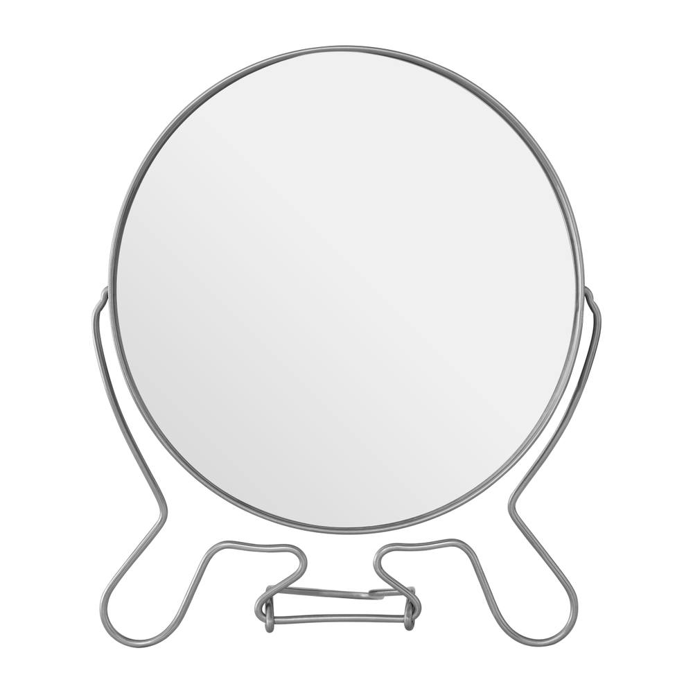 Orsina White Metal Large Shaving Mirror, -Sided Table Mirror With Swivel Function, Table Mirror With Metal Stand In Silver