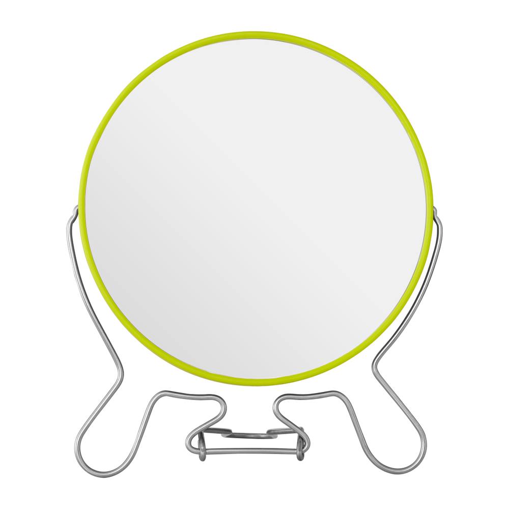 Orsina White Metal Large Shaving Mirror, -Sided Table Mirror With Swivel Function, Table Mirror With Metal Stand In Green