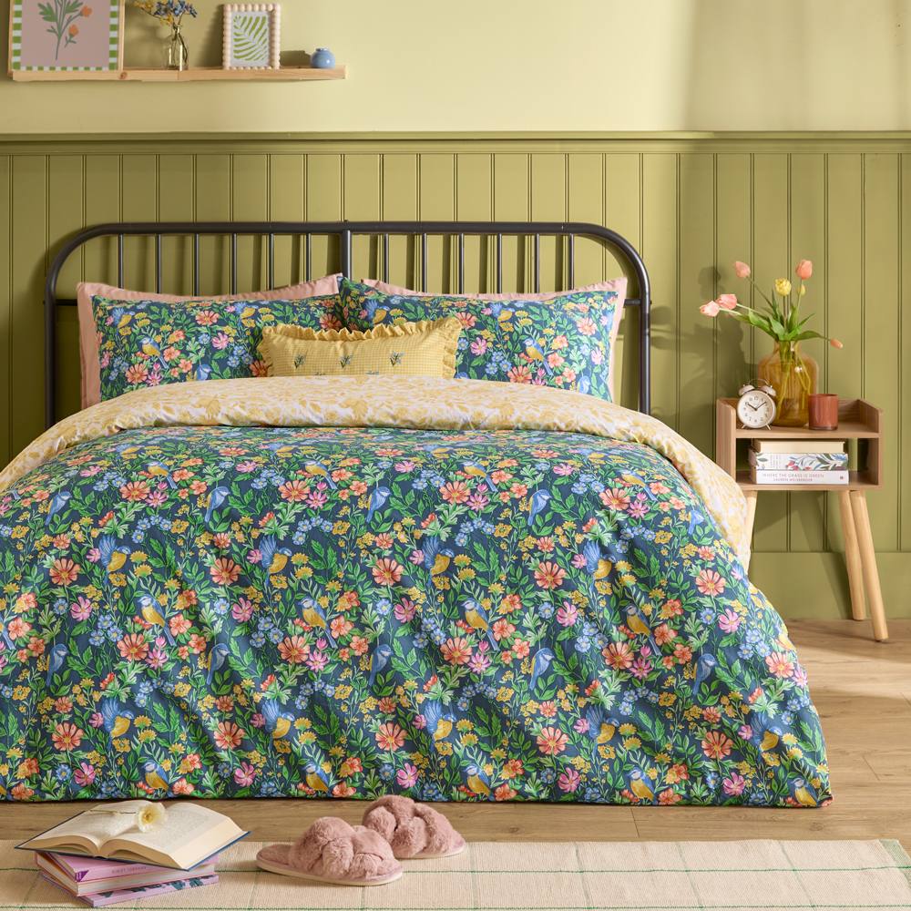 Furn Emerie Floral Reversible Duvet Cover Set In Navy