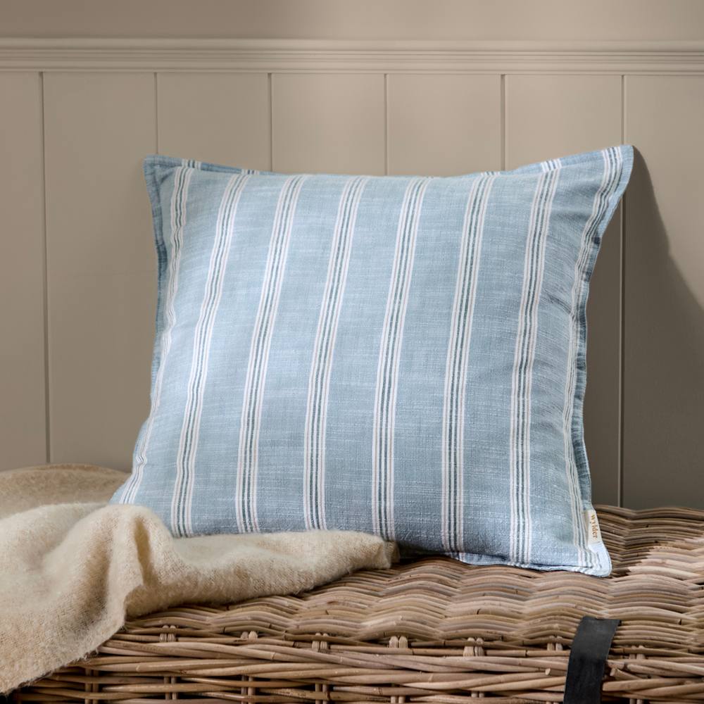 Wylder Abersoch Stripe % Cotton Cushion In Blue