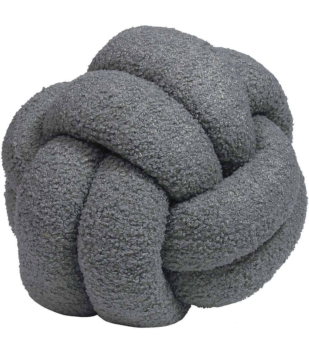 Furn Boucle Knot Fleece Cushion In Grey