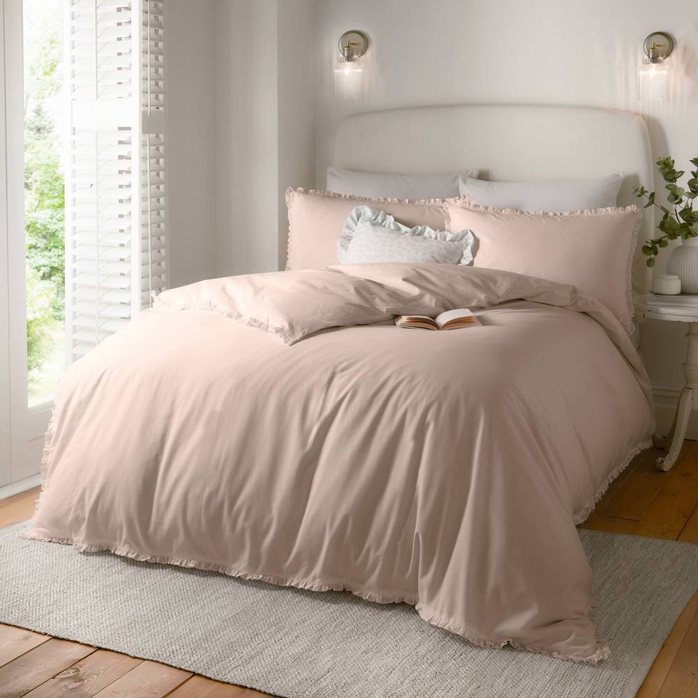 Wylder Tilly % Cotton Ruffle Duvet Cover Set In Dusty Pink
