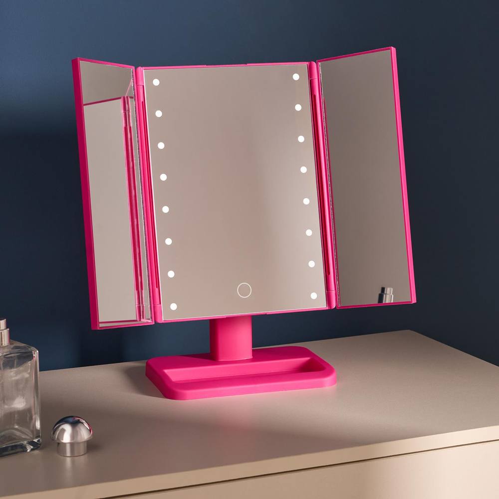 Ohs -Way Led Illuminated Make Up Vanity Mirror In Bright Pink
