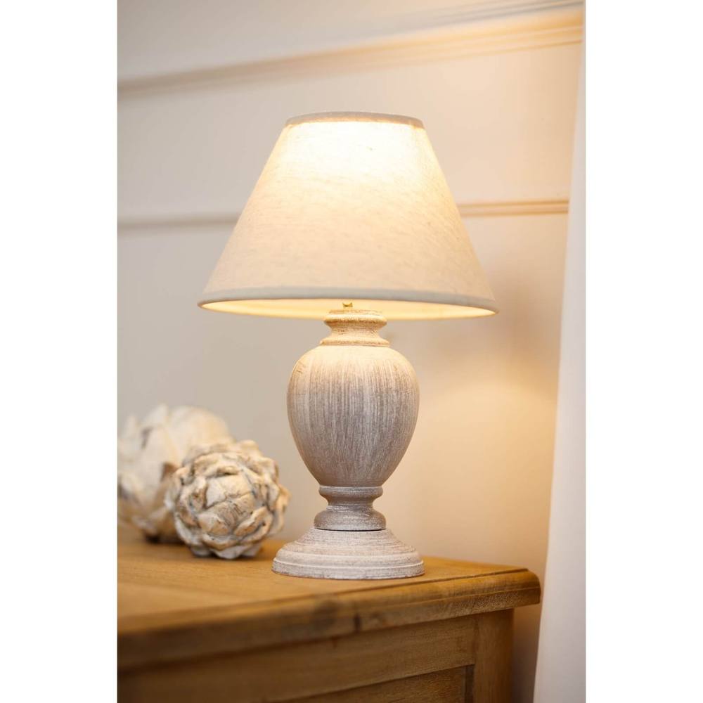 Sostter Fluted Urn Table Lamp With Linen Shade In Soft White
