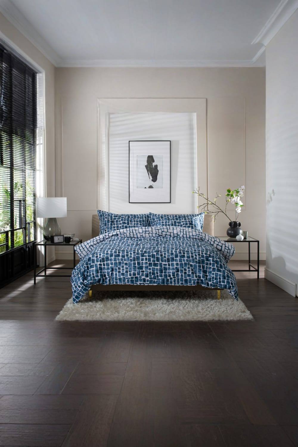 The Lyndon Company Cotton Duvet Cover Set Tulle In Navy