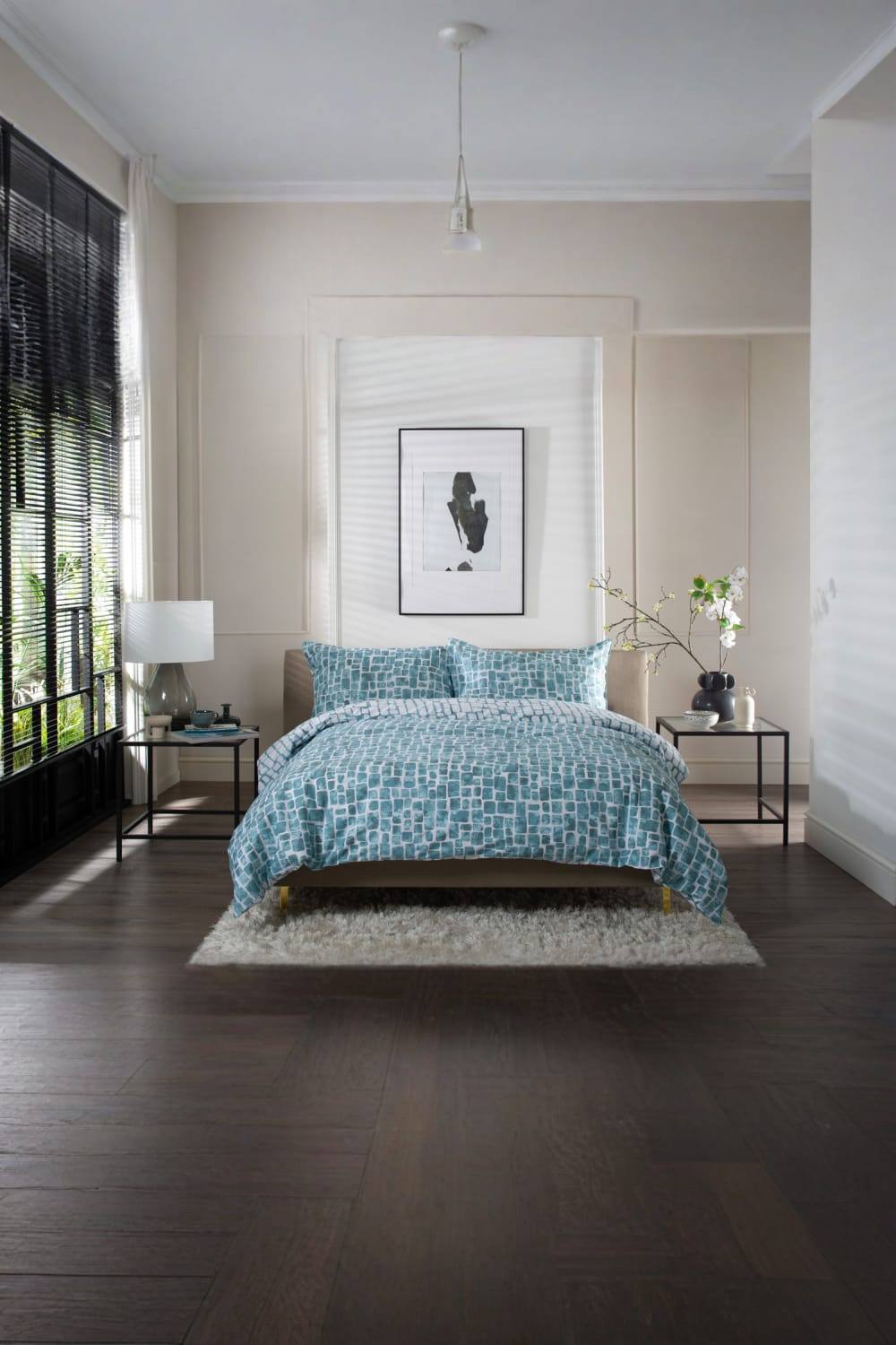 The Lyndon Company Cotton Duvet Cover Set Tulle In Duck Egg Blue