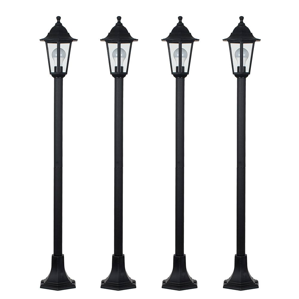 Valuelights Mayfair Set Of Traditional Lantern Black Outdoor Bollard Light