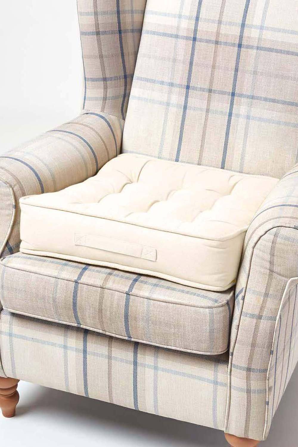 Homescapes Cotton Armchair Booster Cushion In Cream