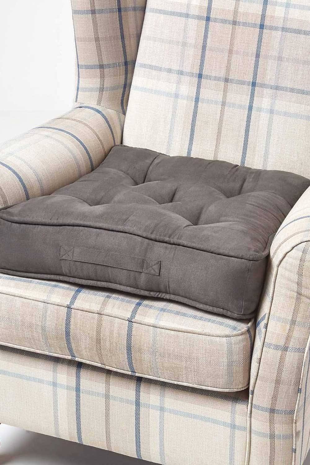 Homescapes Faux Suede Armchair Booster Cushion In Grey