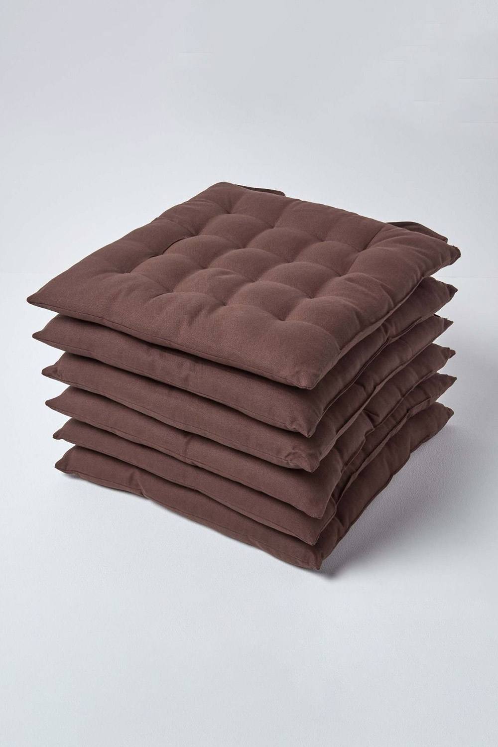 Homescapes Pack Seat Pads Luxury % Cotton Indoor Outdoor Garden Cushion, Cm In Brown