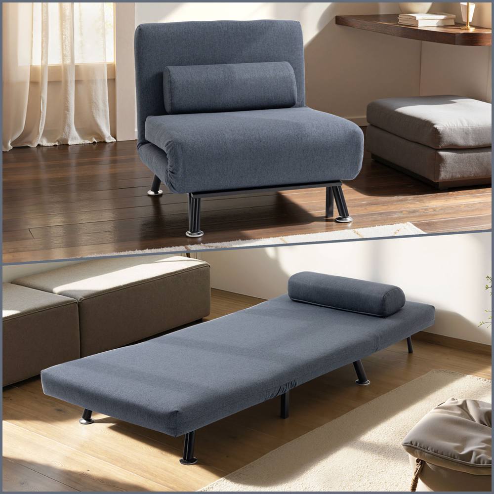 Homcom Single Folding Position Convertible Sleeper Chair Sofa Bed In Dark Grey